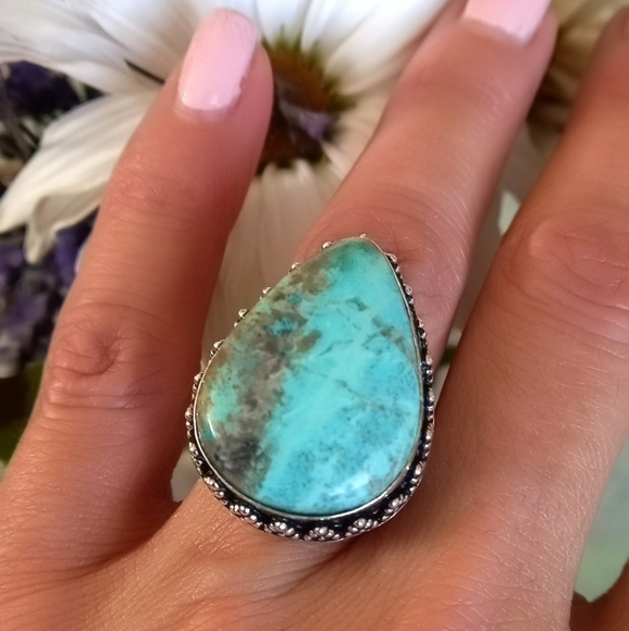 Dreamgems Jewelry - Genuine Chrysocolla Gemstone 925 Ring
